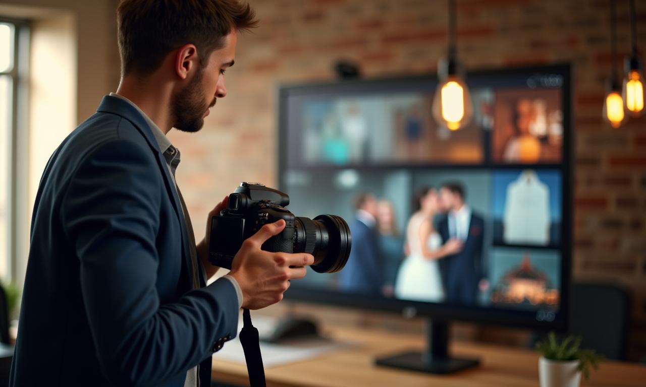 Fotografer profesional sedang bekerja menangkap gambar di lokasi